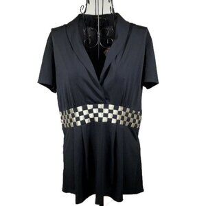 Grace Elements | Black Blouse w/ Checkered…